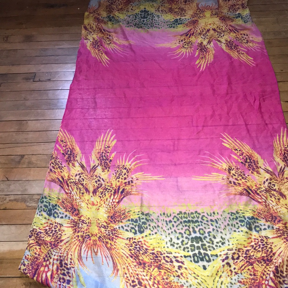 Vibrant Pink Floral & Animal Print Scarf Wrap